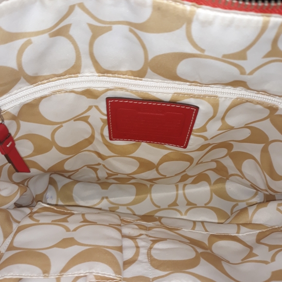 Stained nylon orange tan Coach purse with canvas - Picture 7 of 16